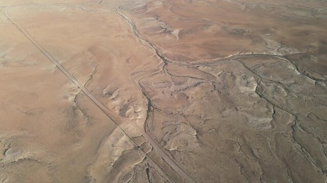 Flying over desert area of Kanku-Breakaways Conservation Park in South Australia