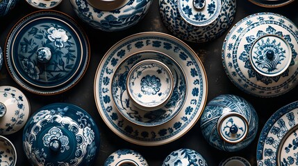 Exquisite Collection of Blue and White Porcelain Tableware