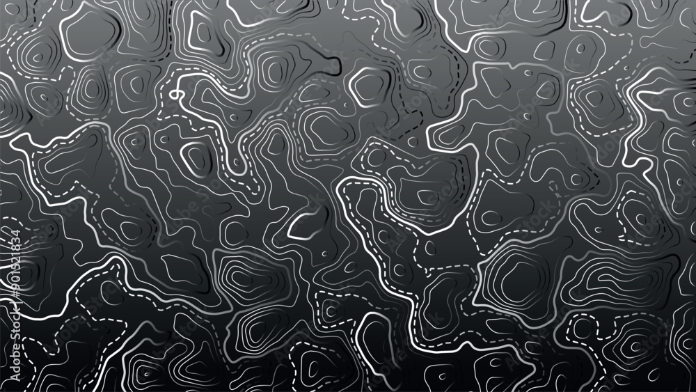 Poster topographic map background. generating a terrain elevation map. grid map. contour map. valleys and m