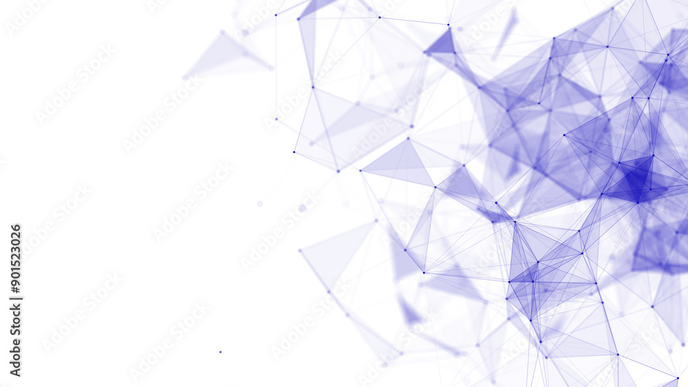 Poster Network connection structure. Blue science background. Abstract digital background. Big data visualization. 3d rendering.