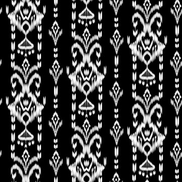 Ikat, Adras - seamless ethnic pattern. Uzbekistan, Tajikistan, Boho, Asia. Vector Illustration for greeting cards, printing for textile design, wallpaper, surface textures