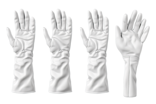set of white gloves on transparent background
