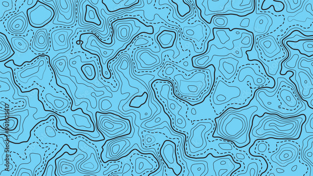Poster topographic map background. generating a terrain elevation map. grid map. contour map. valleys and m