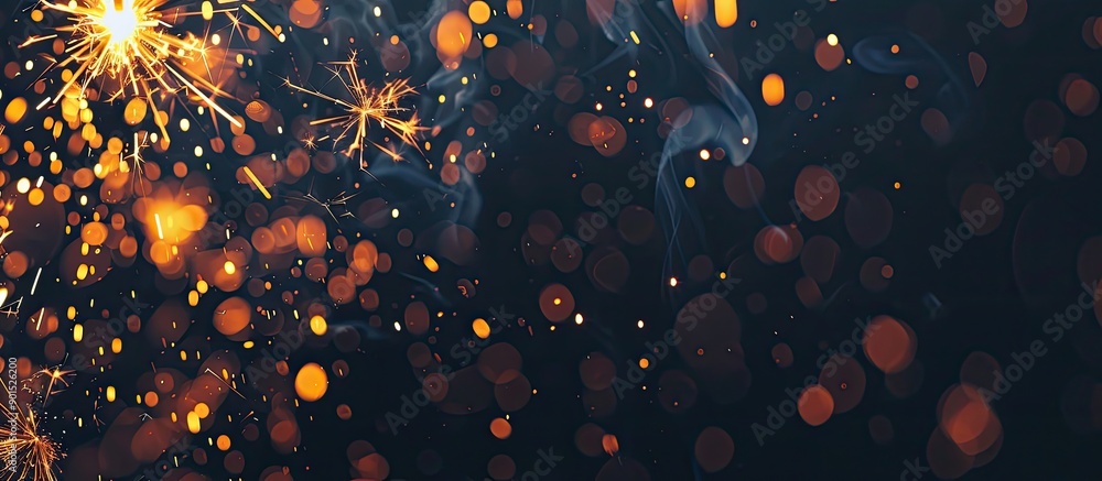 Poster a festive sparkler illuminates a dark background with copy space image