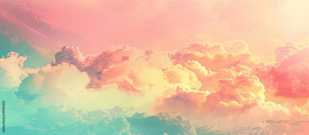 Poster Nature abstract background with an artistic cloudy sky featuring a pastel gradient color perfect for incorporating copy space image