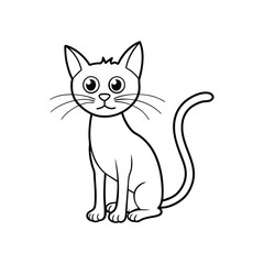 Obraz premium Sad Skinny Cartoon Cat Clipart Illustration