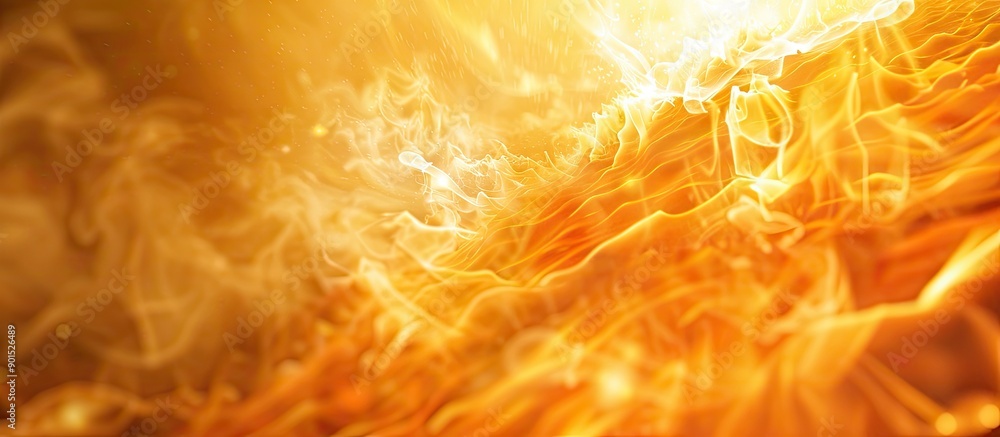 Poster close up shot of an abstract out of focus image of a blazing sun with copy space image