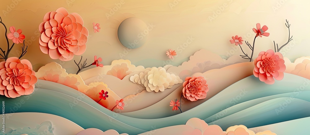 Poster background paper art with copy space image for layout