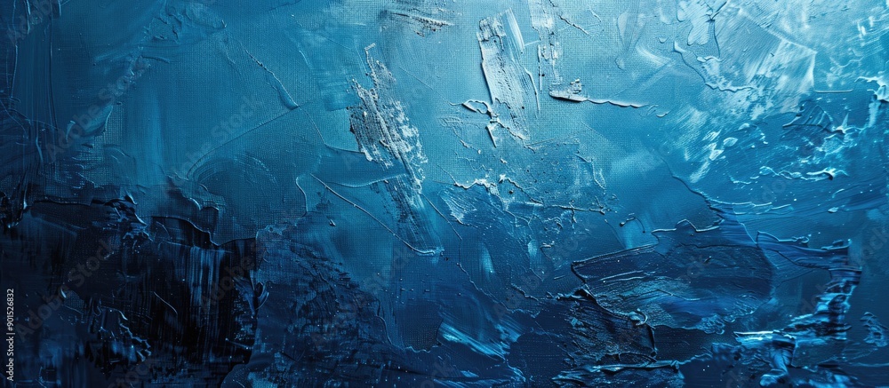 Poster texture of a blue abstract painting on a canvas with copy space image