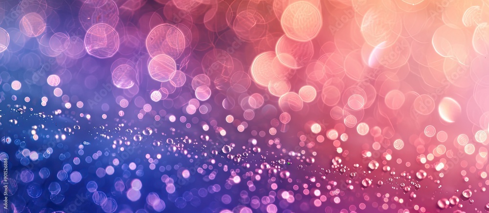 Poster Abstract bokeh of floating water droplets on a gradient background ideal as wallpaper texture for festive occasions like Christmas New Year or Valentine s Day featuring copy space image for text plac