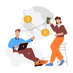 People doing global finance, flat illustration 

