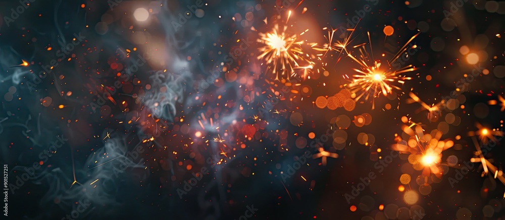 Poster a festive sparkler illuminates a dark background with copy space image