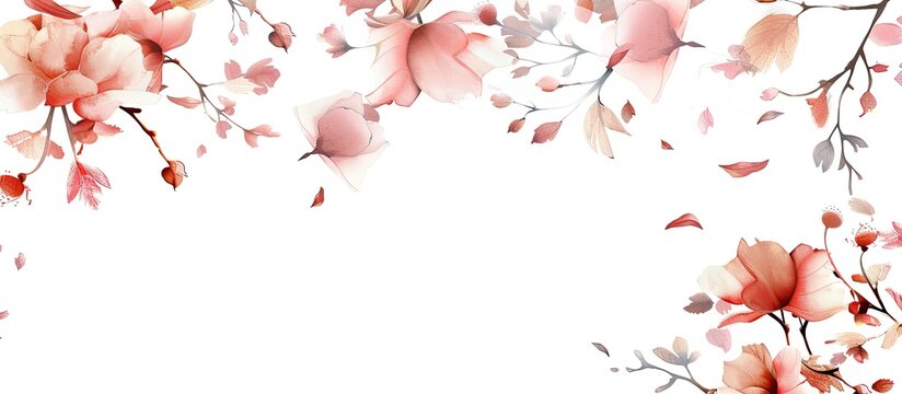 White background with floral decoration ideal for a copy space image