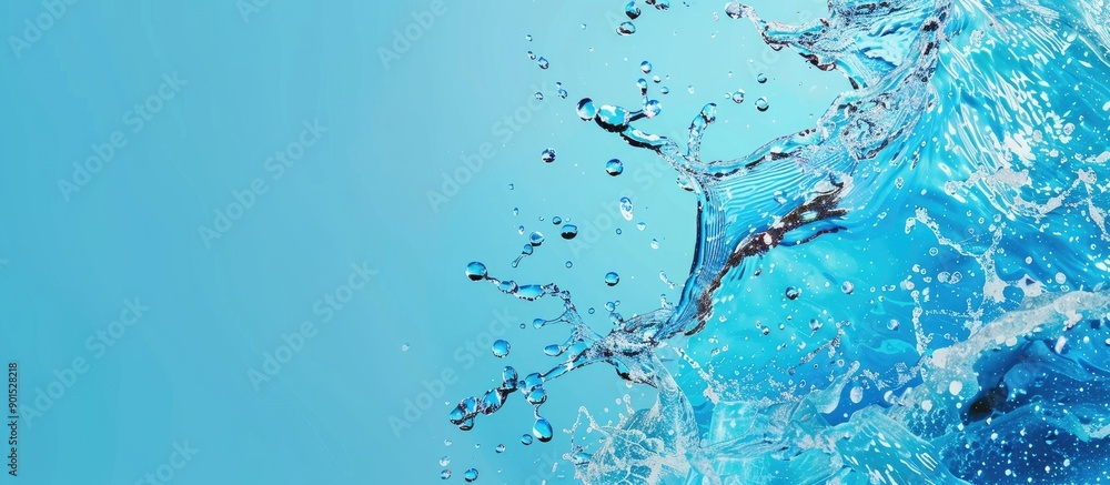 Aufkleber an image showing a water splash isolated on a blue background with copy space image