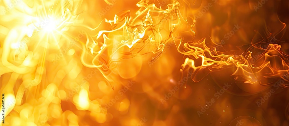 Poster close up shot of an abstract out of focus image of a blazing sun with copy space image
