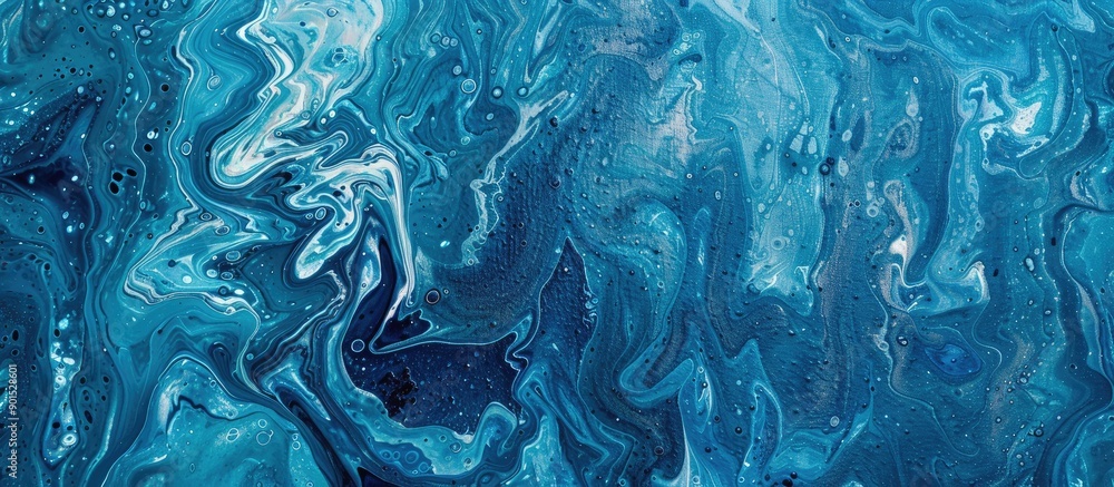 Poster texture of a blue abstract painting on a canvas with copy space image
