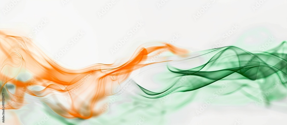 Aufkleber blurred abstract surface template with green and orange color effects on white for a copy space imag