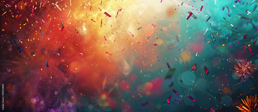 Poster new year fireworks with room for text on an abstract holiday backdrop. copy space image. place for a