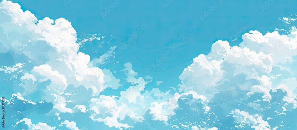 Poster Summer blue sky featuring fluffy white clouds beautified with a background pattern perfect for adding text with a copy space image