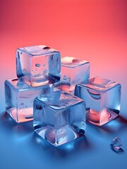 ice cubes with reflection