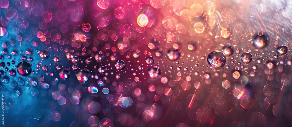 Poster abstract bokeh of floating water droplets on a gradient background ideal as wallpaper texture for fe