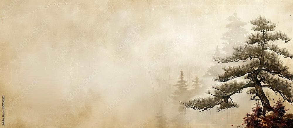 Poster elegant japanese paper with a serene design and ample copy space image