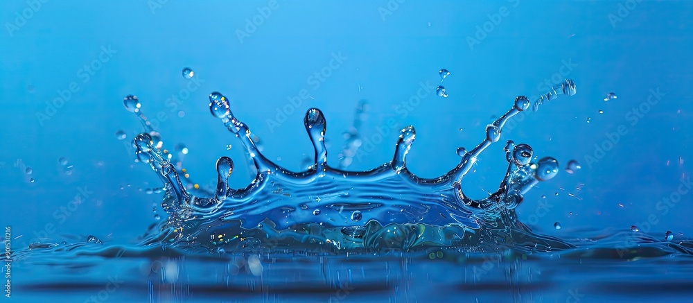 Poster an image showing a water splash isolated on a blue background with copy space image