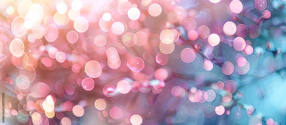 Poster vivid bokeh blurred background with shimmering abstract elements and ample copy space image
