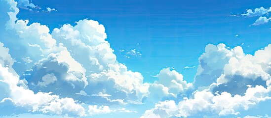 Summer blue sky featuring fluffy white clouds beautified with a background pattern perfect for adding text with a copy space image