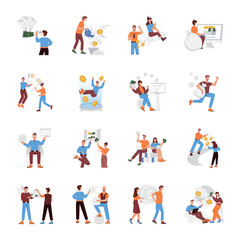 Naklejka premium Basic RGBHandy Bundle of Fundraising Flat Illustrations