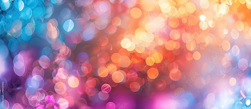 Poster vivid bokeh blurred background with shimmering abstract elements and ample copy space image