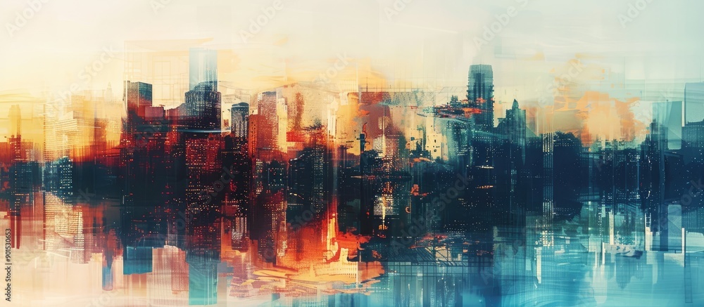 Aufkleber cityscape with abstract background ideal for copy space image