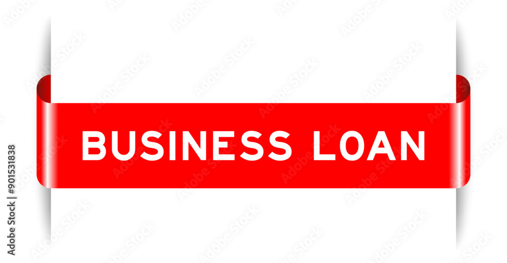 Wall mural Red color inserted label banner with word business loan on white background