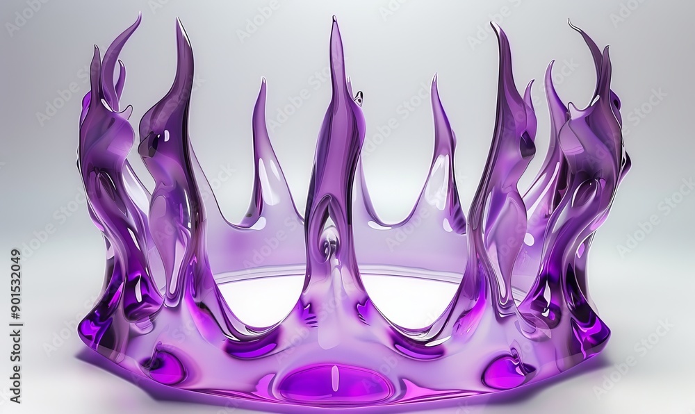 Poster a 3d rendering illustration of an abstract metallic melted modern burn form, designed to represent a
