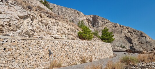 stone road to ancient thera in santorini