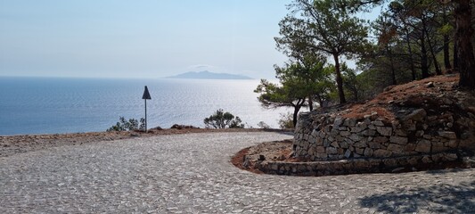 stone road to ancient thera in santorini