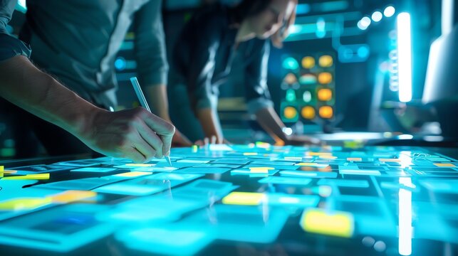 Brainstorming Session  An illuminated scene of a team engaged in a brainstorming session