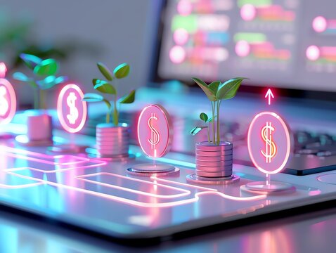 Affiliate Commission  An illuminated visual of an affiliate earning commission