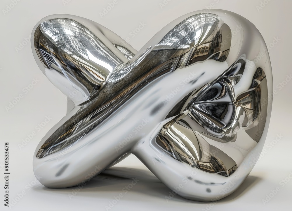 Fototapete a rendering of an aluminum gradient shape design element is isolated on a white background. abstract