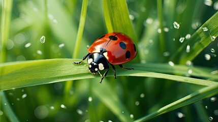 Fototapeta premium ladybug on grass