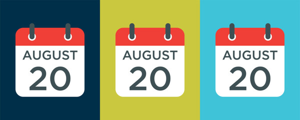 calendar - August 20 icon illustration isolated vector sign symbol