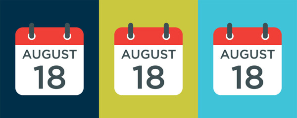 calendar - August 18 icon illustration isolated vector sign symbol