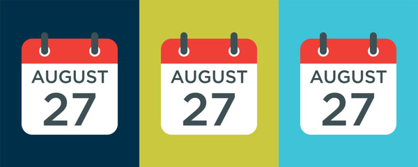 calendar - August 27 icon illustration isolated vector sign symbol