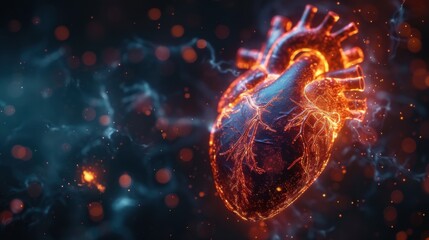 Obraz premium Isolated 3D hologram of human heart.