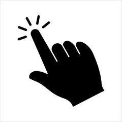 Hand cursor icon, click icon vector, hand click, pointer, on a white background.