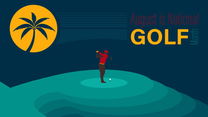 National Golf Month, vector illustration.