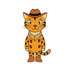 Charming Bengal Halloween Cat Vector Illustration