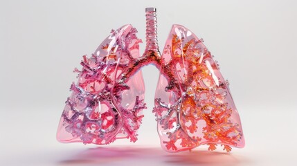 Human lungs isolated 3D hologram.
