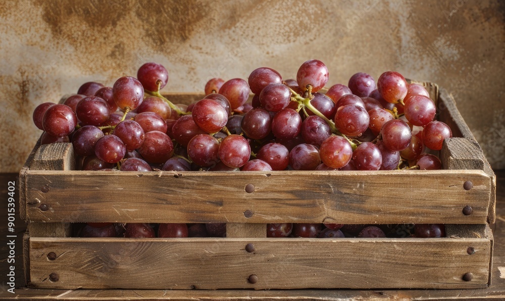 Poster grapes in a classic crate with a rustic charm