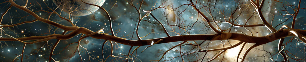 Abstraction. Space background. Interweaving of veins. Circulatory system made of veins on a background of space . Planet earth in the middle of the frame